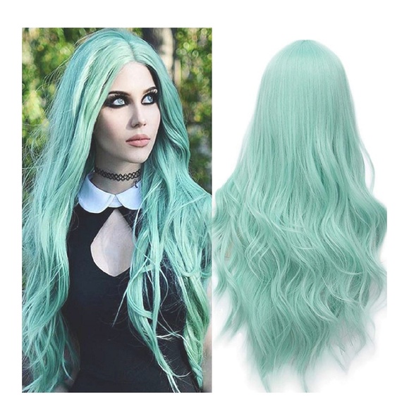 Beautiful Light Green Wavy Full Wig main image 5